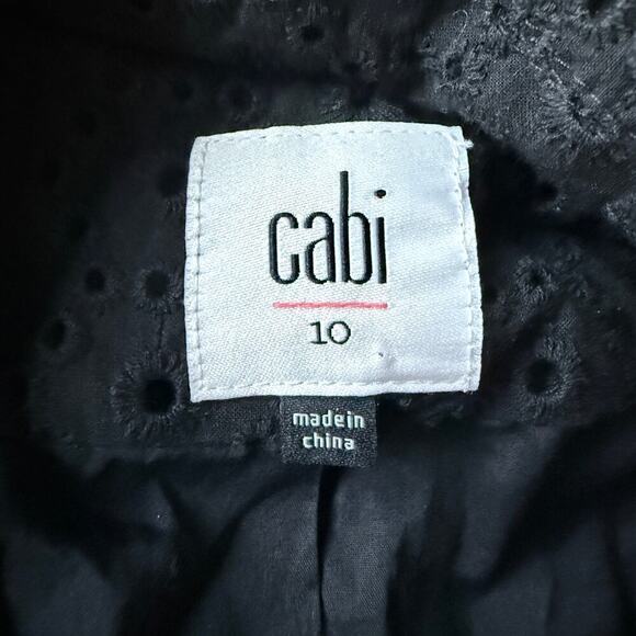 Cabi Flamenco Eyelet Jacket Classic Black Layering Style 5293 Sz 10 100% Cotton - Picture 5 of 5